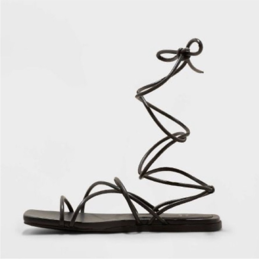 Women's Meena Lace-Up Sandals - A New Day Black - Picture 2 of 8